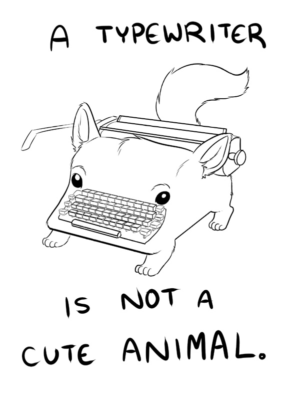 ambiguous_gender cute_animal not_cute solo tagging_guidelines_illustrated the_truth twapa typewriter what