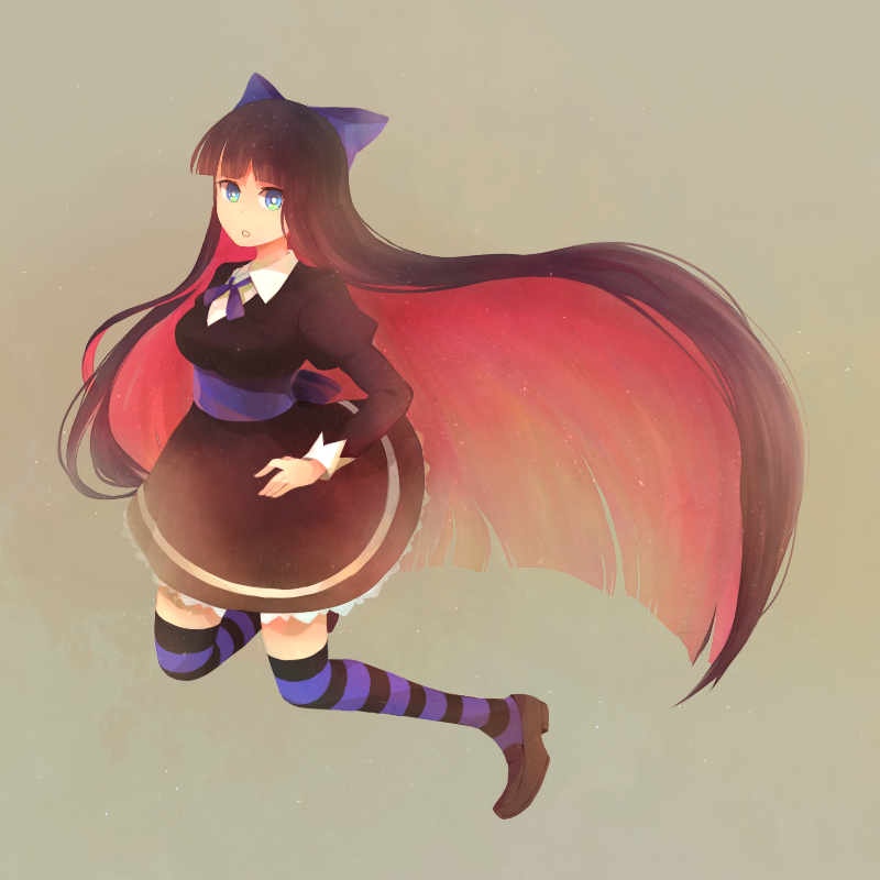 blue_eyes bow hair_bow kneehighs long_hair multicolored_hair panty_&amp;_stocking_with_garterbelt stocking_(character) stocking_(psg) very_long_hair