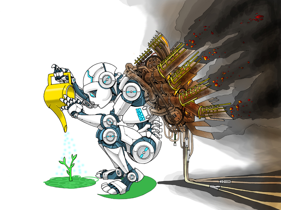 loupgarou machine nurturing plant pollution robot seedling smoke solo