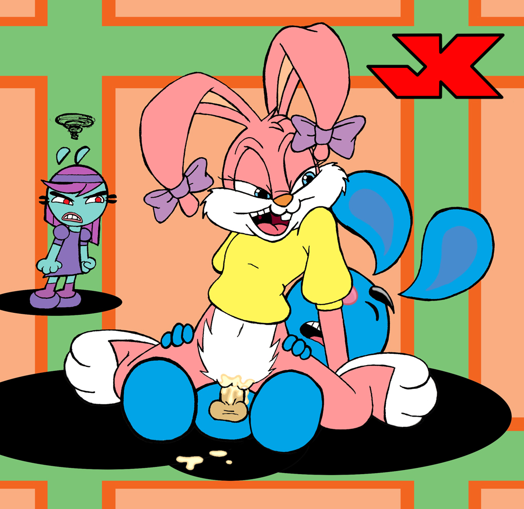 babs_bunny balls canine clothed_sex clothing crossover cum cum_in_pussy cum_inside dog female hair jealous jk lagomorph lena male mammal on_top orgasm penis purple_hair pussy rabbit red_eyes reverse_cowgirl_position sex smile straight tiny_toon_adventures tiny_toons warner_brothers yang yin_yang_yo