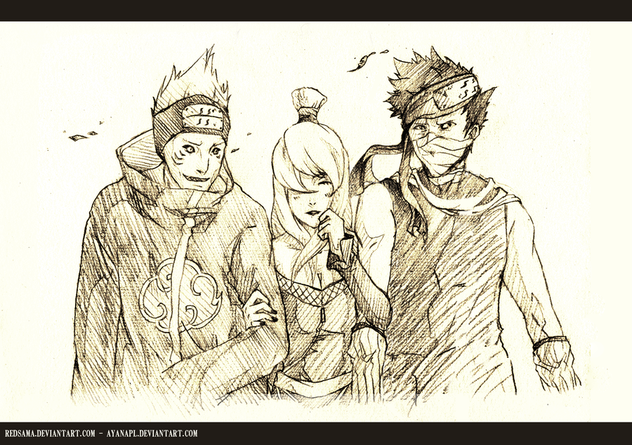 hoshigaki_kisame mizukage momochi_zabuza monochrome naruto naruto_shippuuden redsama terumi_mei