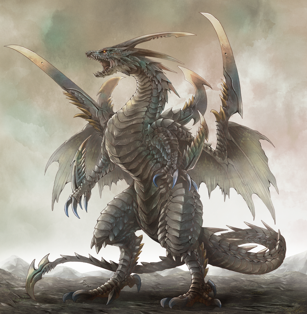 bad_pixiv_id claws dragon michii_yuuki no_humans pixiv_fantasia pixiv_fantasia_5 tail western_dragon wings