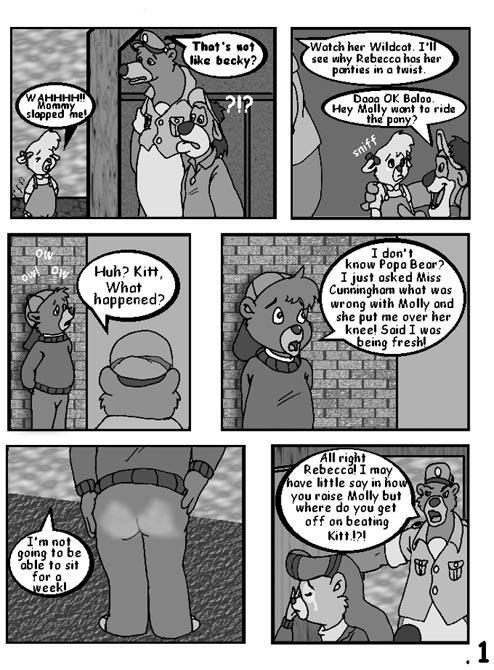 bottomless clothed clothing comic disney english_text greyscale half-dressed kit_cloudkicker molly_cunningham monochrome rebecca_cunningham talespin text the_five_year_bitch unknown_artist
