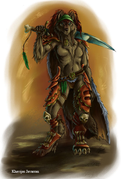 canine female javarran khavijas solo sword tim_johnson topless tribal weapon wolf