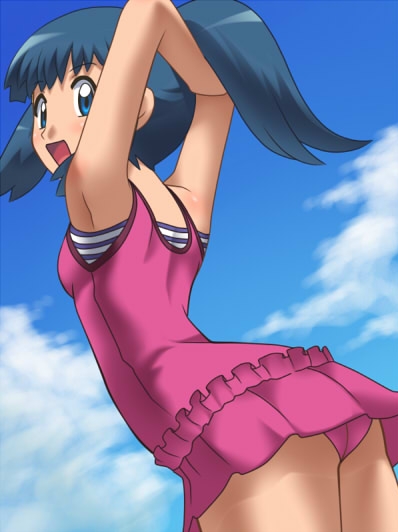 armpits ass awa blue_hair hikari_(pokemon) pokemon swimsuit