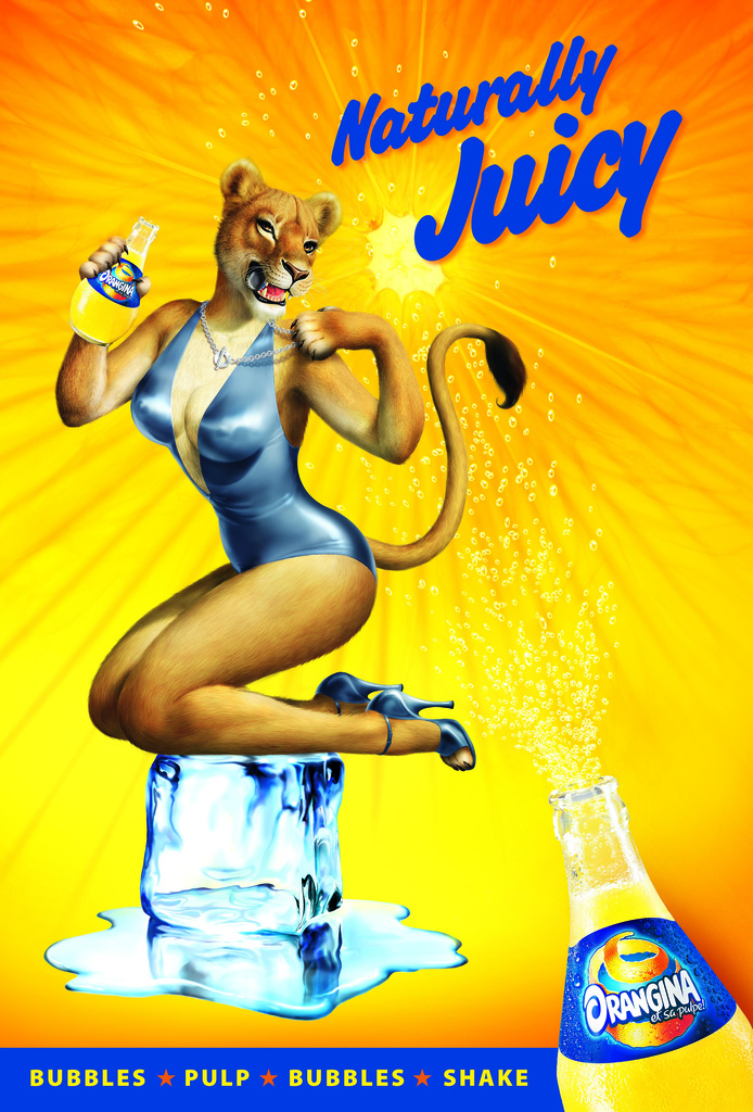 advertisement feline female ffl_paris ice_cube lion necklace orangina poster solo