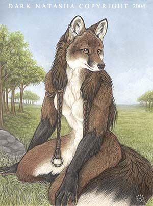 canine dark_natasha female fox kneeling nude photorealism solo