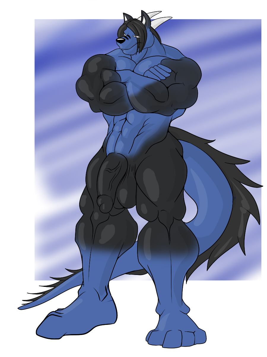 balls canine dragon horns hybrid male muscles nude penis presenting scalie solo standing tail unknownwolf wolf