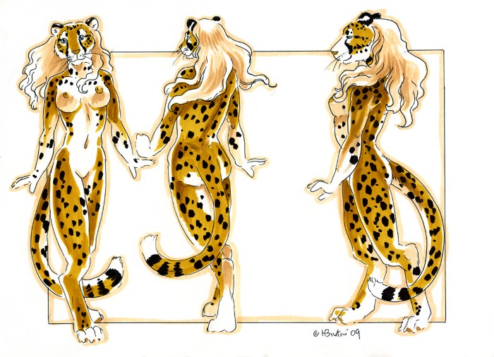 cheetah feline female heather_bruton model_sheet nude solo