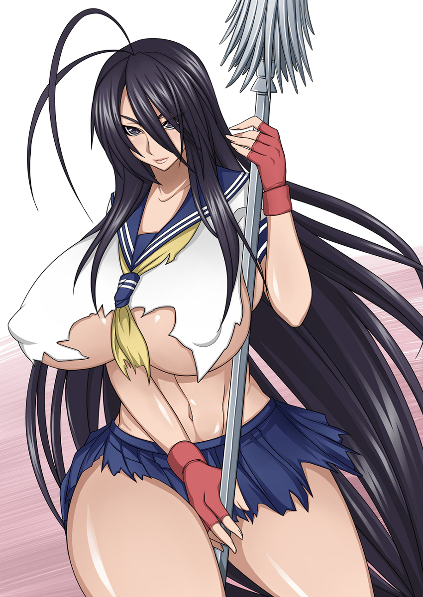 breasts highres huge_breasts ikkitousen image_sample kan'u_unchou md5_mismatch otogi_tetsurou pixiv_sample school_uniform solo