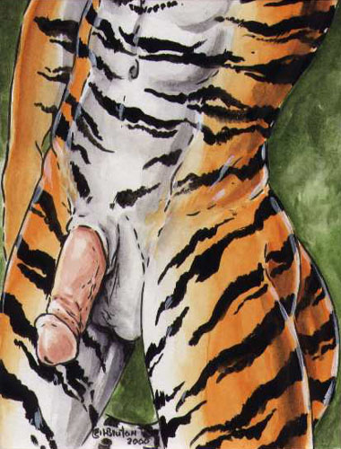 balls close-up feline flaccid glans heather_bruton male nude penis solo tiger urethra