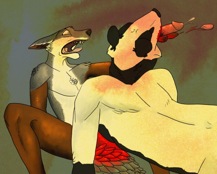 balls blood canine castration celestina cockbiting cum gay gore humanoid_penis male mammal mustelid necro_(artist) nightmare_fuel nullification penectomy penis reaction_image simple_background taasla vore what