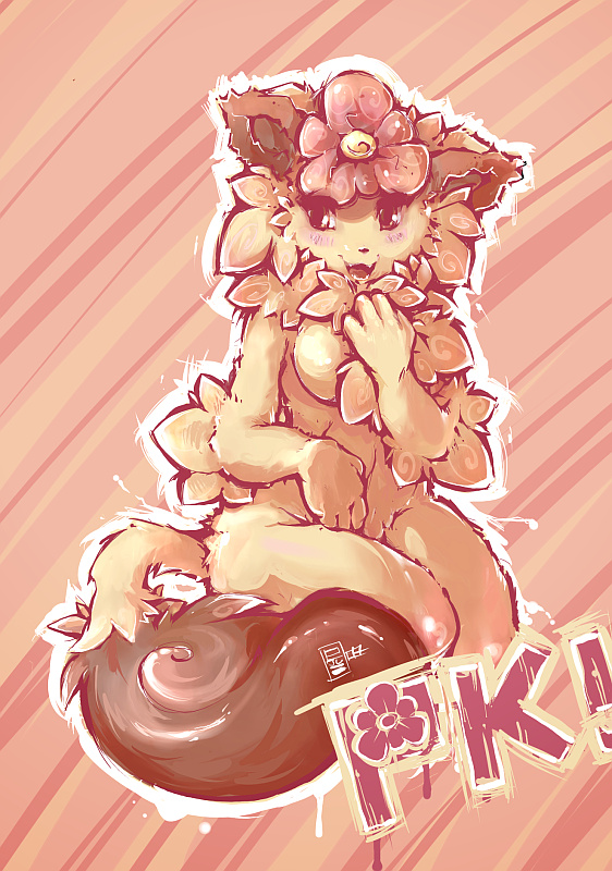 blush cat covering_self cute essui feline female flower solo