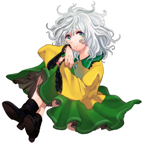 boots green_eyes komeiji_koishi lowres silver_hair solo touhou wtuw