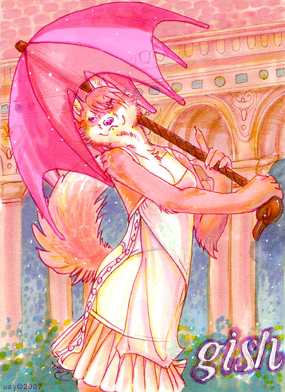 canine classy dress female fox gish parasol pink uaykan