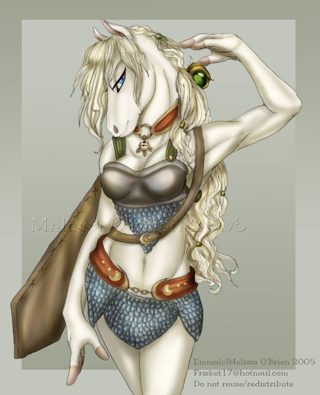 barbarian emma_debute equine female horse hose melissa_o'brien pony solo sword unconvincing_armour warrior weapon