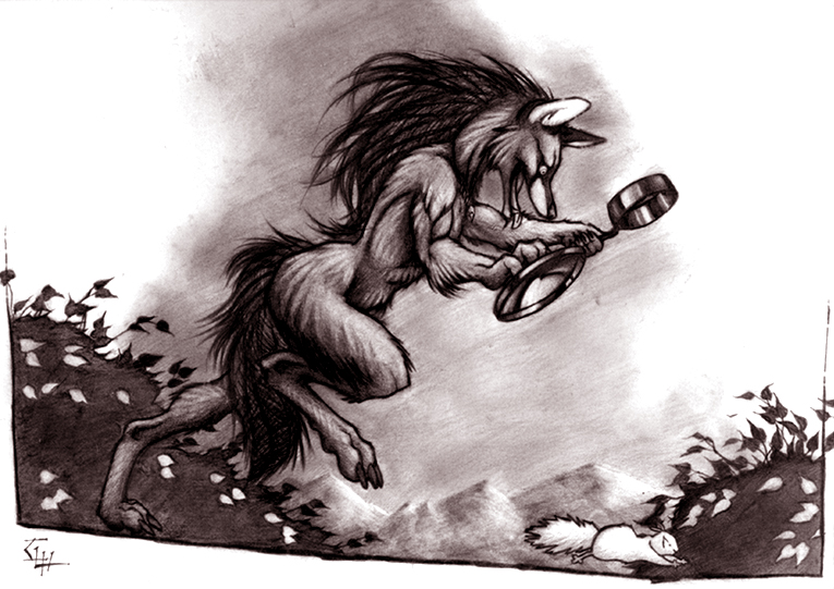 canine chasing cruel cypherwulf dinner female hunting kitchenware mane_hair monochrome rodent