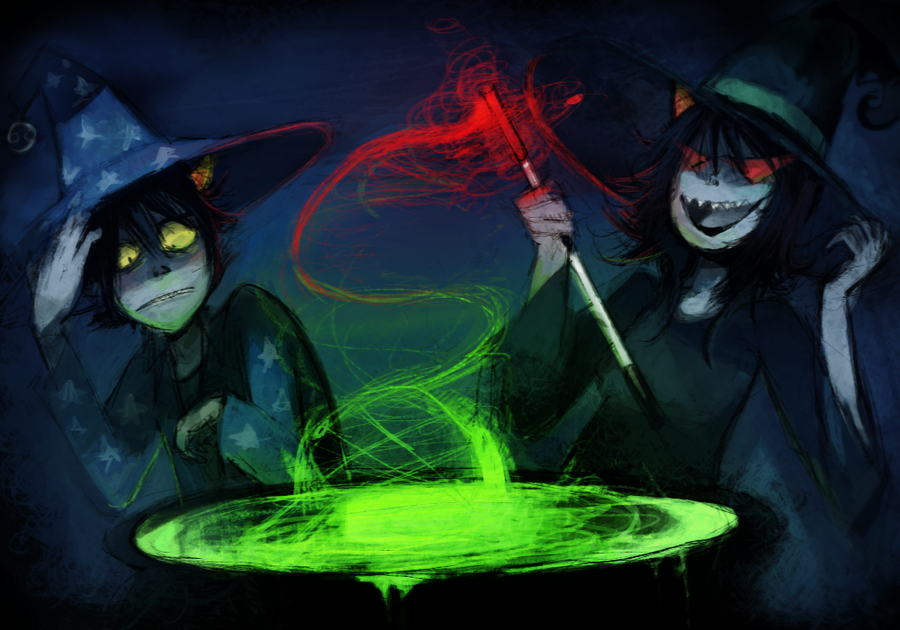 hats homestuck karkat_vantas magic slim stars terez_pyrope witch wizard