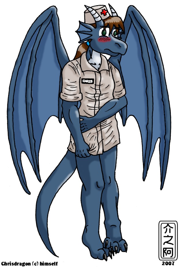 cosplay dragon embarrassed glaice male medical nurse quetzadrake scalie solo