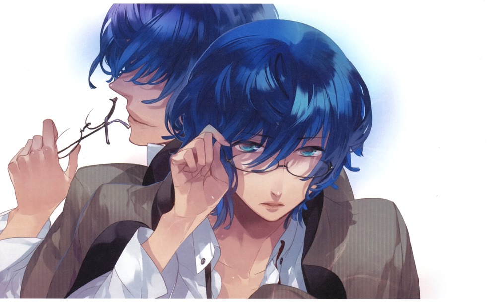 artist_request blue_hair dual_persona gemini glasses mizushima_iku multiple_boys starry_sky_(game) zodiac