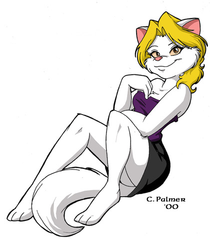 candy_cat candy_palmer cat cute feline female miniskirt solo white yellow_sclera