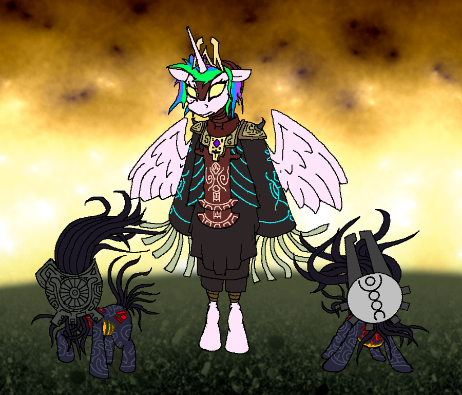 equine female friendship_is_magic glowing glowing_eyes hair horse mammal multi-colored_hair my_little_pony ponification pony princess_celestia_(mlp) rainbow_hair the_legend_of_zelda twilight_beast twilight_pony twilight_princess unknown_artist video_games