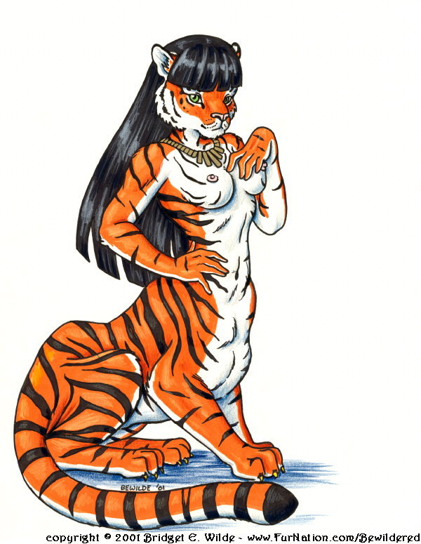 breasts bridget_e_wilde egyptian feline female nude solo taur tiger