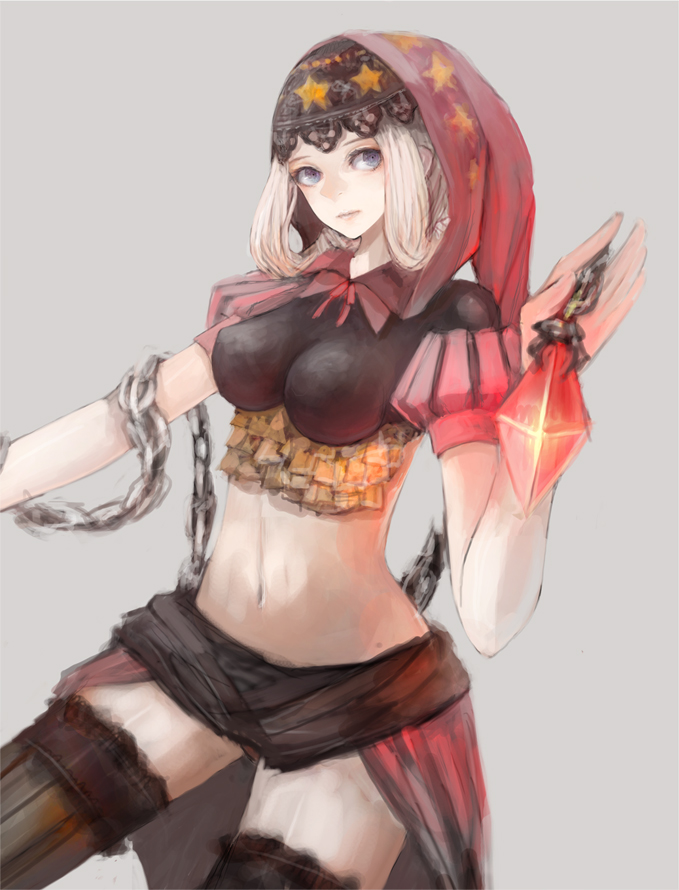 bad_id bad_pixiv_id blonde_hair blue_eyes chain crop_top hood ils_(magnetik) impossible_clothes midriff navel odin_sphere solo thighhighs velvet_(odin_sphere)