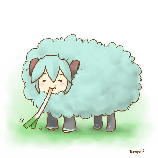 chibi hatsune_miku sangatsu_youka sheep solo vocaloid wool