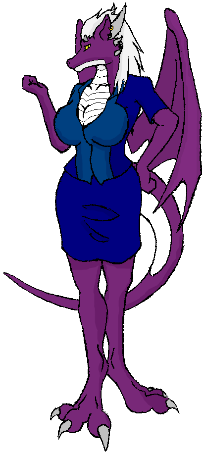 bad_shading big_breasts breasts dragon ear_piercing earring herm intersex majora minora piercing purple scalie solo tail white_background