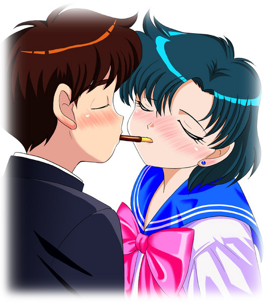 bishoujo_senshi_sailor_moon blush eyes_closed kiss mizuno_ami pixiv pocky ryu_urawa school_uniform