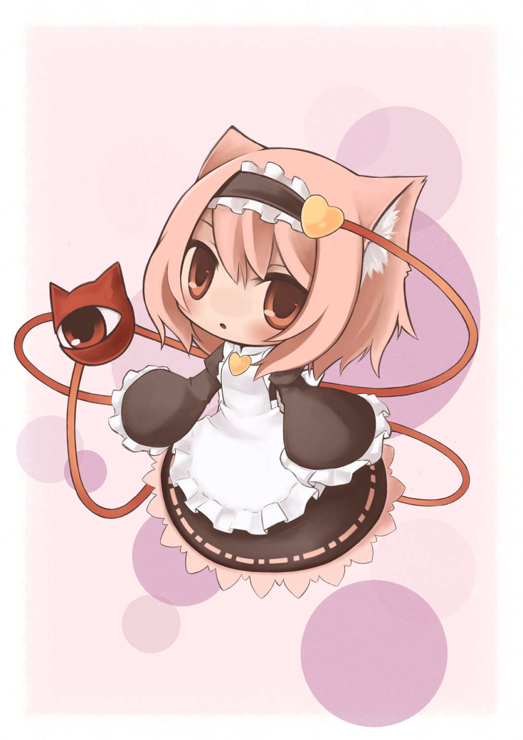 animal_ears cat_ears cat_tail eyeball hairband heart highres kemonomimi_mode komeiji_satori pink_hair red_eyes short_hair solo tail third_eye touhou yamino_haruka