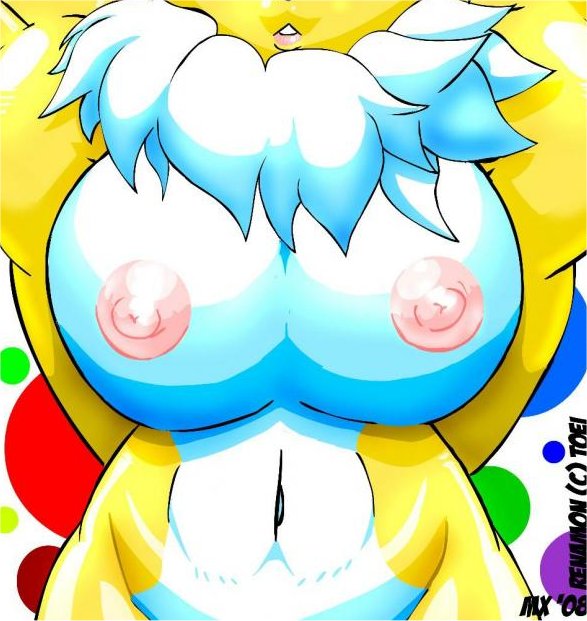2008 big_breasts breasts canine chest_tuft digimon female fox navel nipples nude renamon solo wide_hips