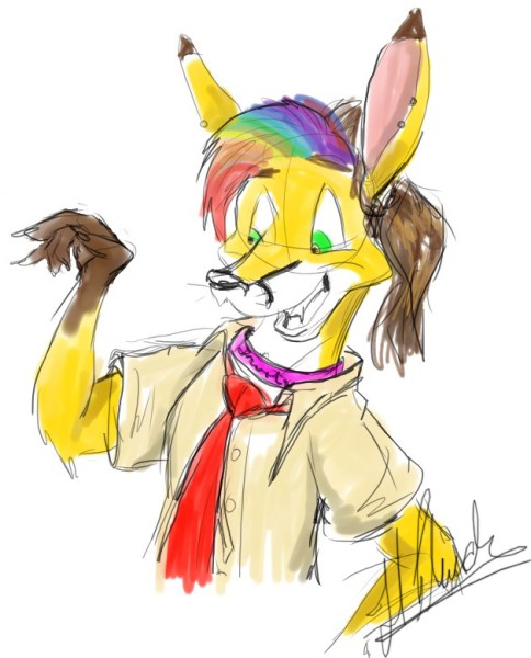 :v blouse collar edel fursona gay grin kangaroo male marsupial necktie piercing rainbow sketch stormeyes