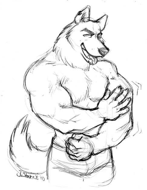 canine chest lolverine male mammal muscles pose solo underwear wolf