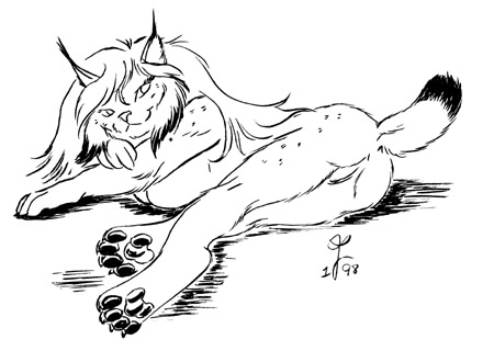 feline lisa_jennings lynx nude semi-anthro sketch solo