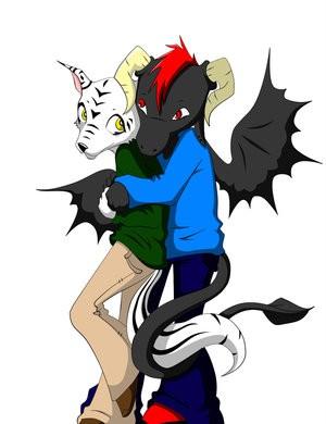 chimera crack_happens cute dragon gay hairless hug hybrid male scalie unknown_artist