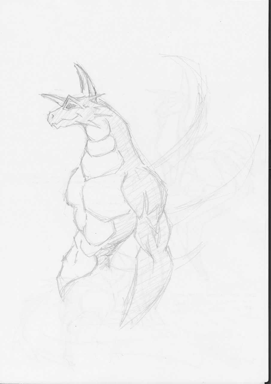 claws dragon grin horns male megan muscles nude reptile scalie sketch solo tail