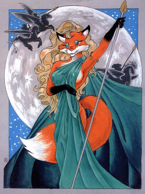 canine deity dhstein female fox freja freya moon mythical nordic polearm solo spear