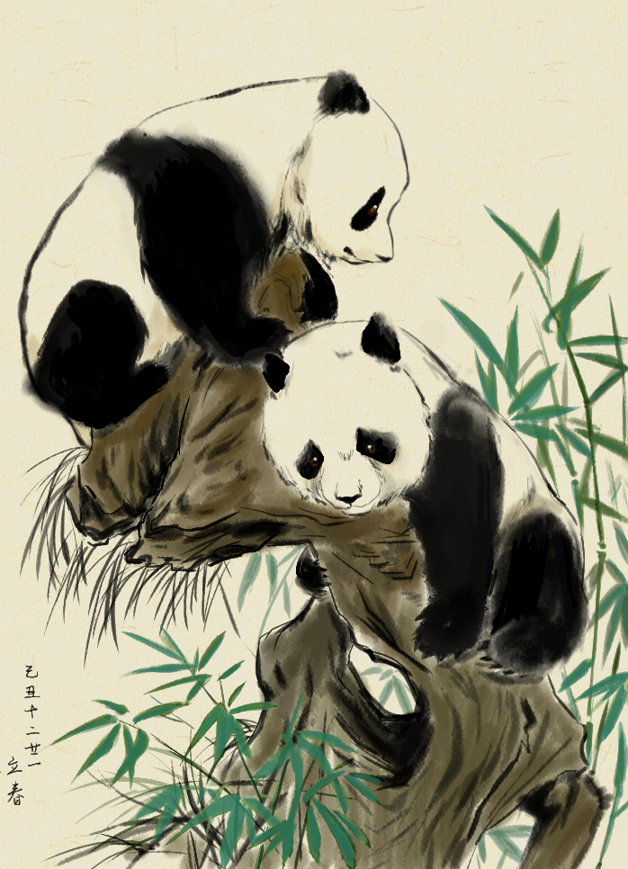 brown_eyes issac_(artist) panda pixiv tagme