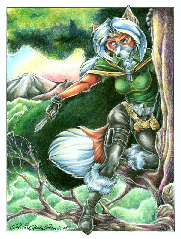 canine cloak dagger female fox gloves green lilliam_colliander pose rogueish shadowraine solo tree