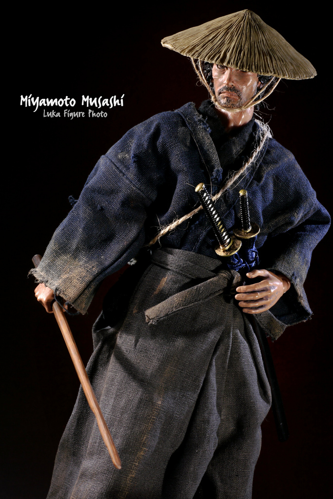 bokken daisho figure hakama hat japanese_clothes katana miyamoto_musashi samurai straw_hat sword weapon wooden_sword