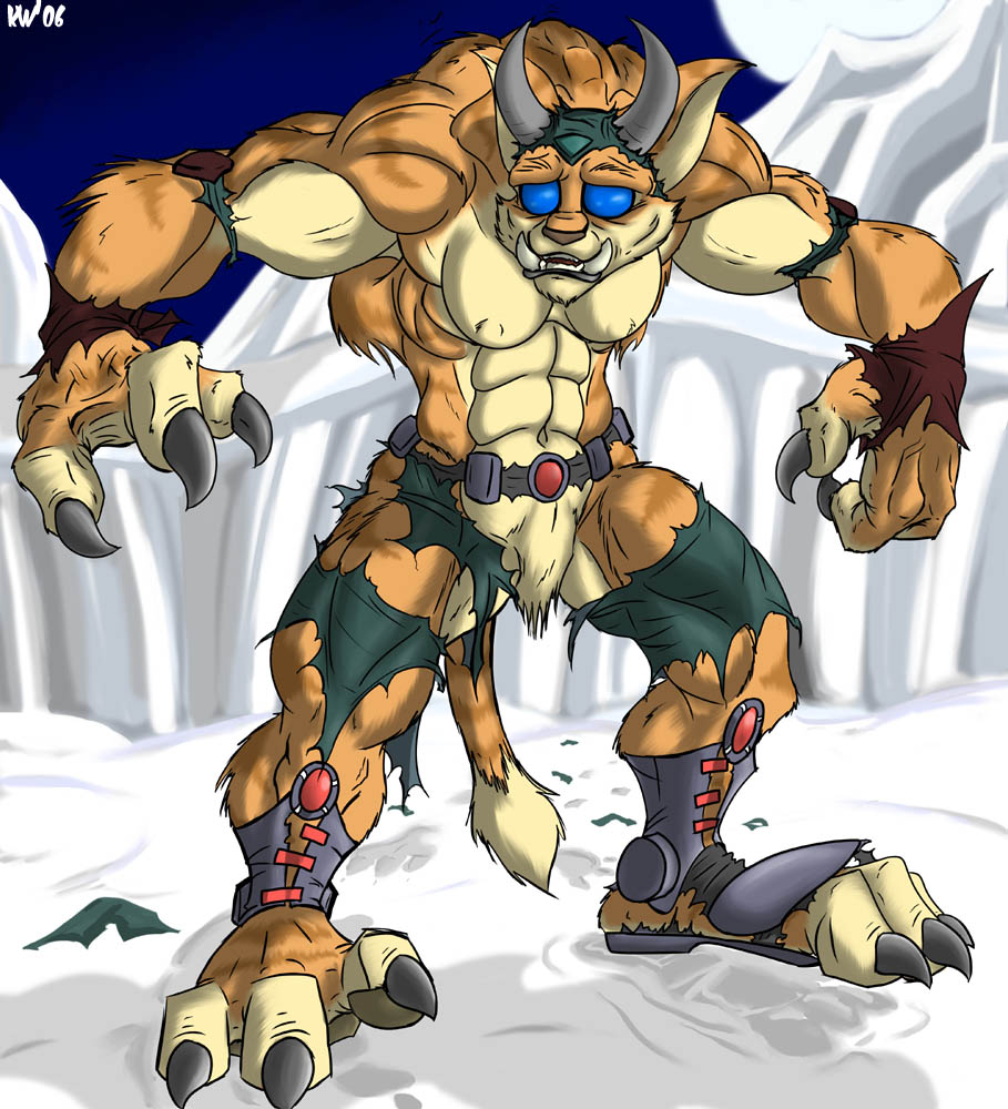 angela_cross belt black-rat breasts claws clothing cold ears gloves hat horn horns keanon_woods male muscles pants paws ratchet_&amp;_clank rip shoes snow solo tail transformation yeti