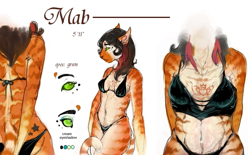 cat feline female mab model_sheet solo tattoo underwear