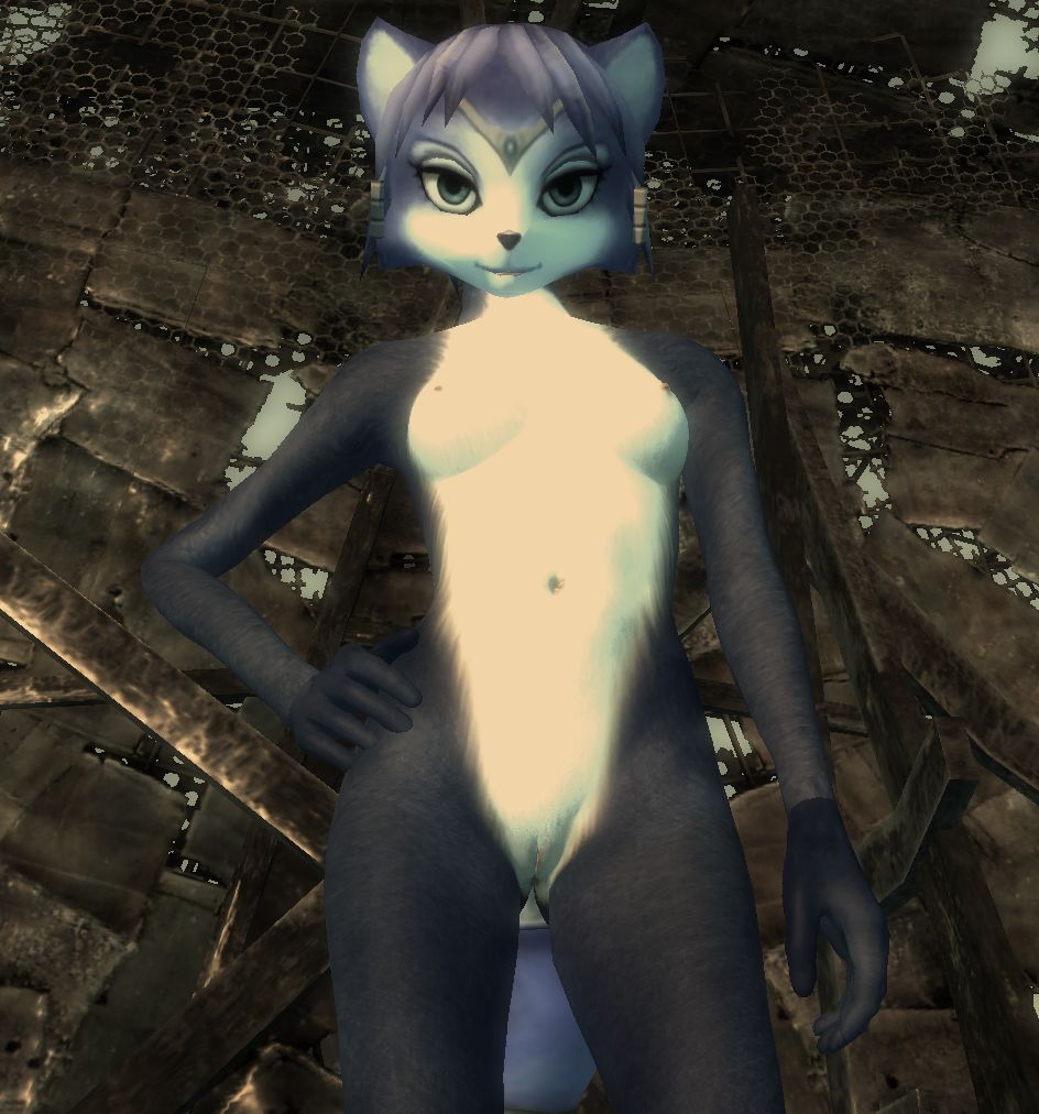 3d canine fallout female fox frontal krystal looking_at_viewer nude pussy solo star_fox video_games