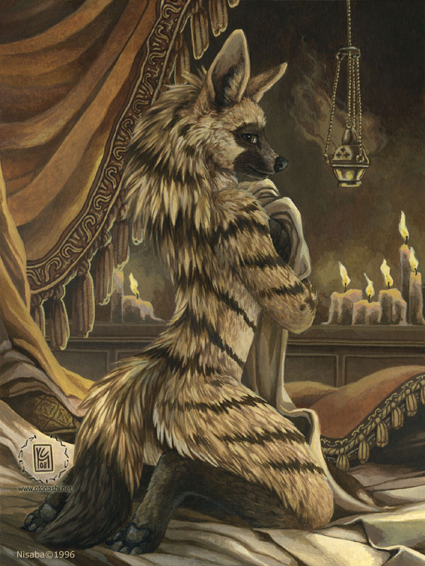aardwolf bed candles female incense kacey kneeling nisaba nude shy solo
