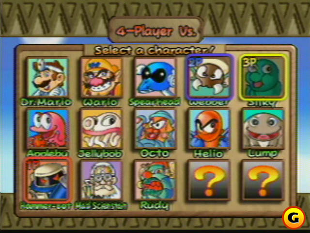 appleby character_select dr._mario hammer-bot helio jellybob lump mad_scienstein octo rudy_the_clown scowler screenshot silky spearhead wario wario_land wario_land_3 webber yellow_belly