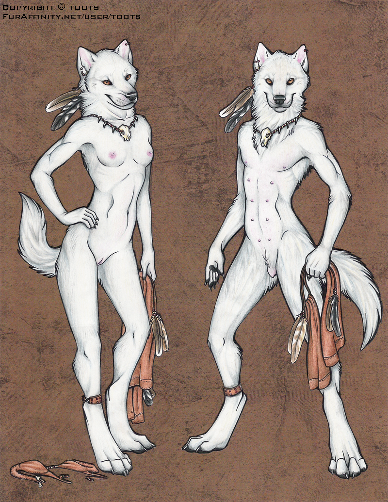 anatomically_correct_pussy animal_genitalia breasts canine canine_pussy canine_vagina comparison female keershang loincloth mammal model_sheet multi_breast multi_nipple nipples nude pussy solo standing toots toots_(artist) tribal underwear wolf