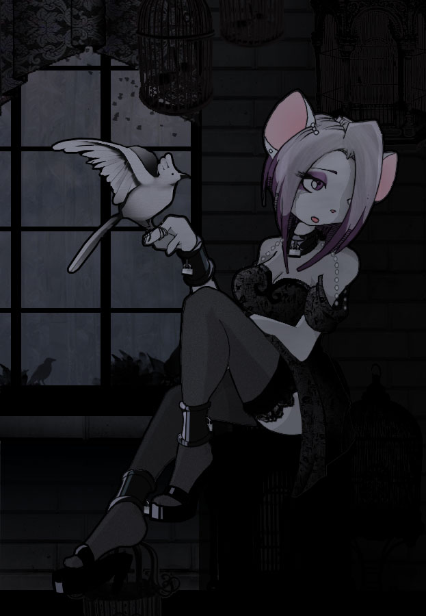 avian bird coffinberry female goth hyena lingerie mouse rodent solo