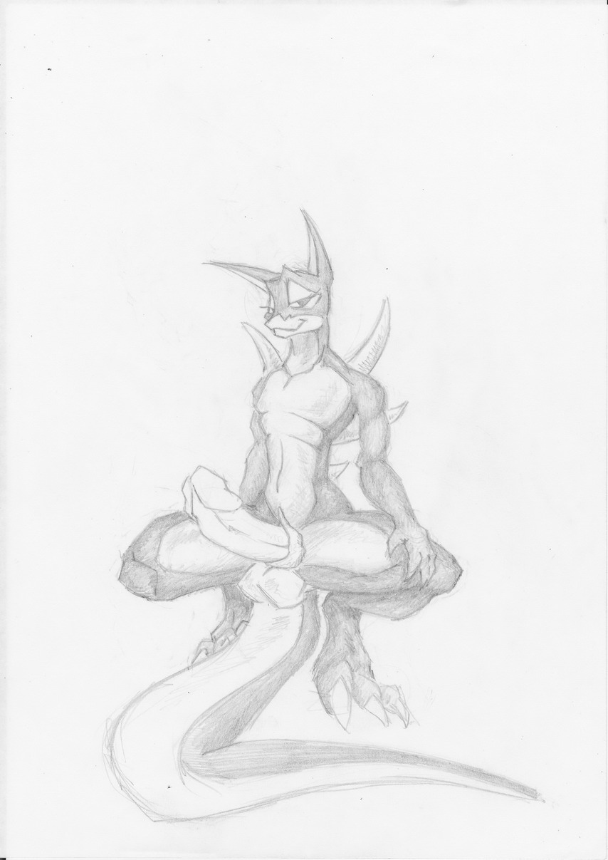 balls claws dragon erection grin male megan muscles nude penis reptile scalie sketch solo spikes spread_legs spreading tail